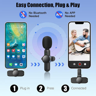 SAKER Wireless Microphone, Dual Omnidirectional, Plug-and-Play, Compatible with iOS and Android