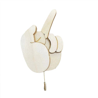 SAKER® Funny Wooden Finger Brooch