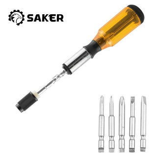 SAKER® Push Pull Ratchet Screwdriver With 5 Screwdriver Heads